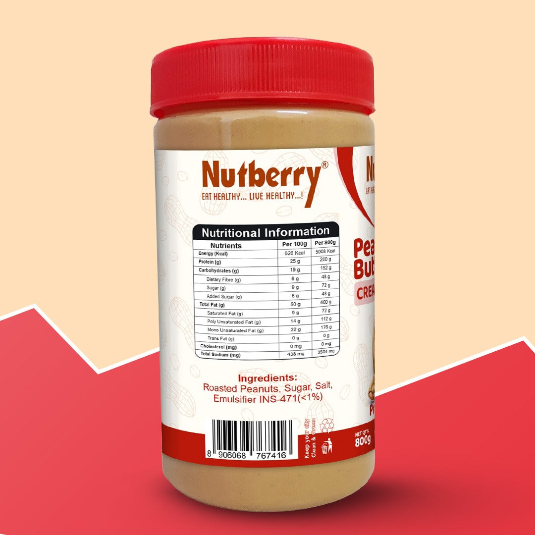 NUTBERRY PEANUT BUTTER CREAMY 800GM