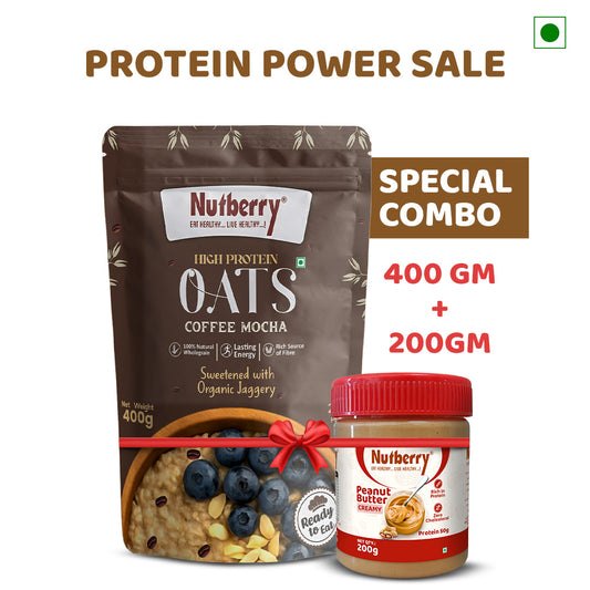 High Protein Oats Coffee Mocha 400g & Peanut Butter Creamy 200g COMBO
