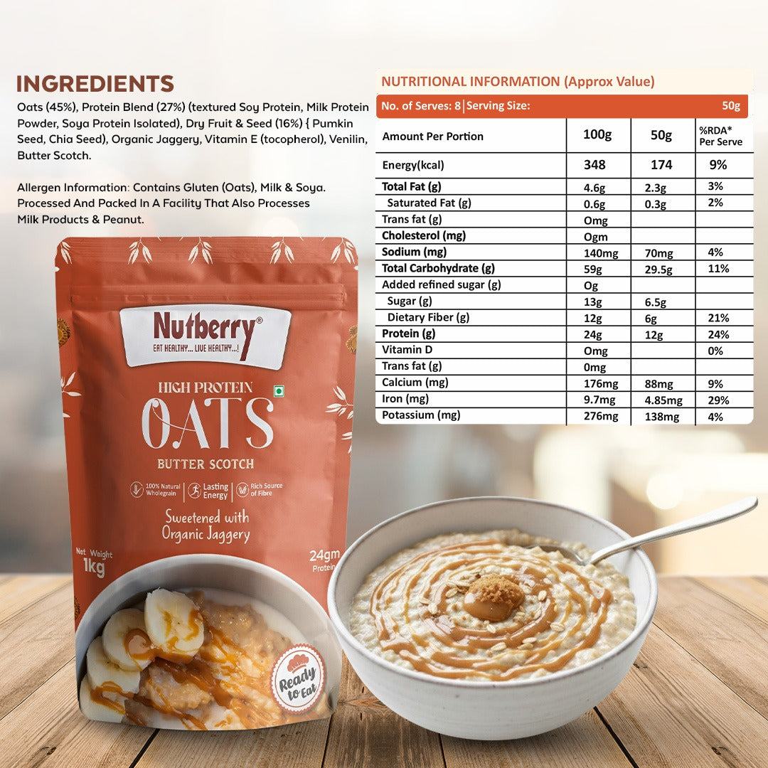 High Protein Oats Butter Scotch 1KG with 240G Protein