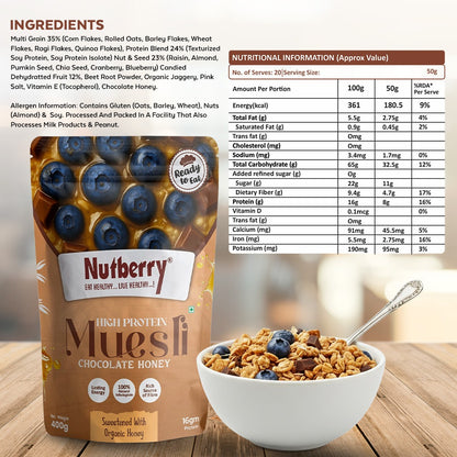 High Protein Muesli Chocolate Honey with Chocolate 200gm Free