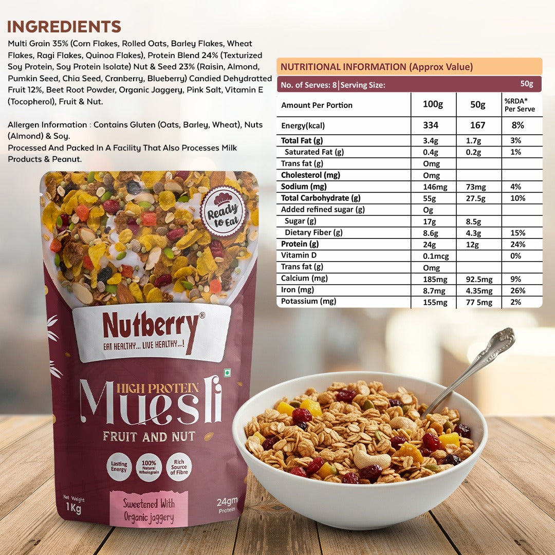 High Protein Muesli Fruit and Nut 1kg