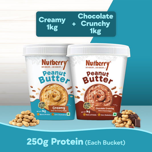 CHOCOLATE CRUNCHY 1KG + CLASSIC CREAMY 1KG PEANUT BUTTER