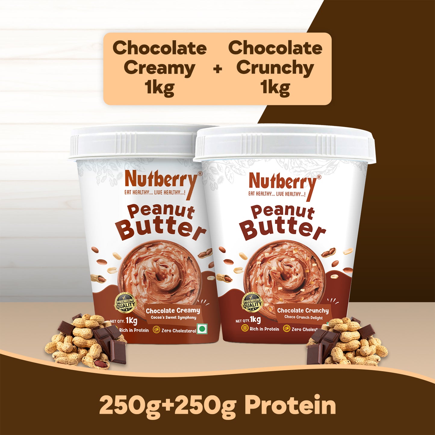 CHOCO CREAMY 1KG + CHOCO CRUNCHY 1KG