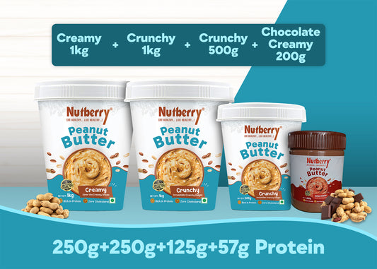 CREAMY 1KG+CRUNCHY 1KG+CRUNCHY 500G+CHOCOLATE 200G