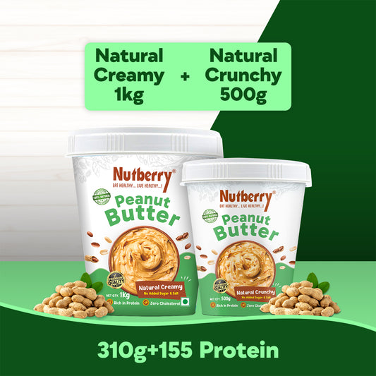 NATURAL CREAMY 1 KG + NATURAL CRUNCHY 500 GRM