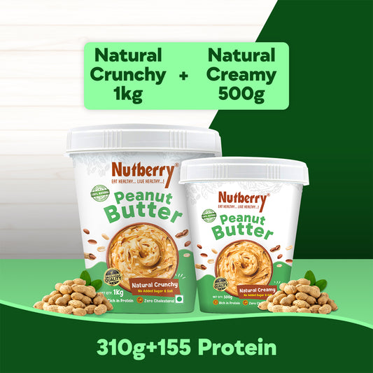 NATURAL CRUNCHY 1KG + NATURAL CREAMY 500G