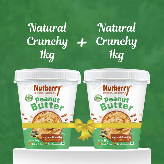 NUTBERRY SPECIAL COMBO OFFER NATURAL CRUNCHY 1KG PACK OF 2 TOTAL 2KG PEANUT BUTTER