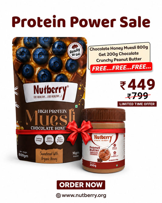 High Protein Chocolate Honey Muesli 800g + FREE Chocolate Crunchy Peanut Butter 200g | Combo Pack