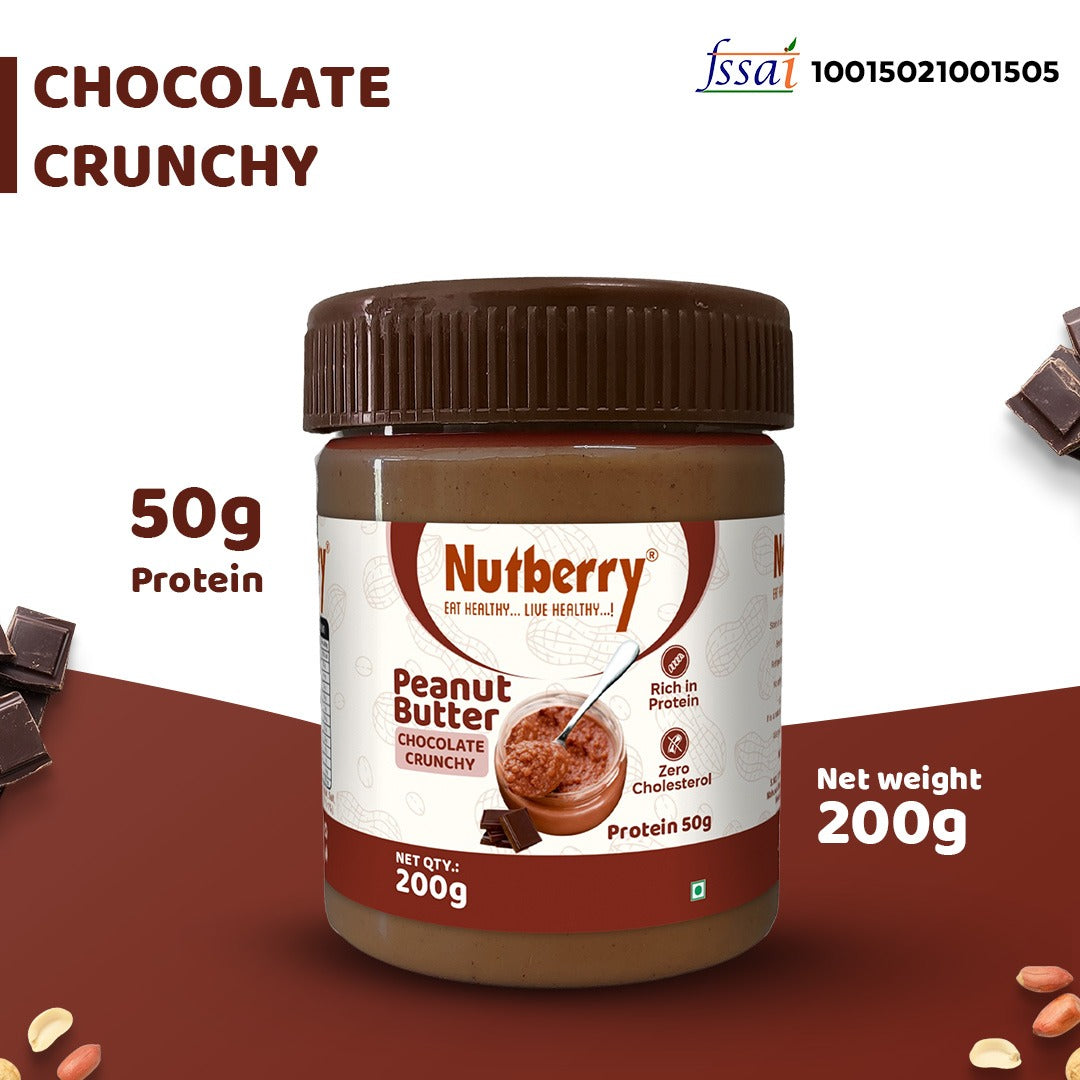 NUTBERRY PEANUT BUTTER CHOCOLATE CRUNCHY 200GM - NUTBERRY