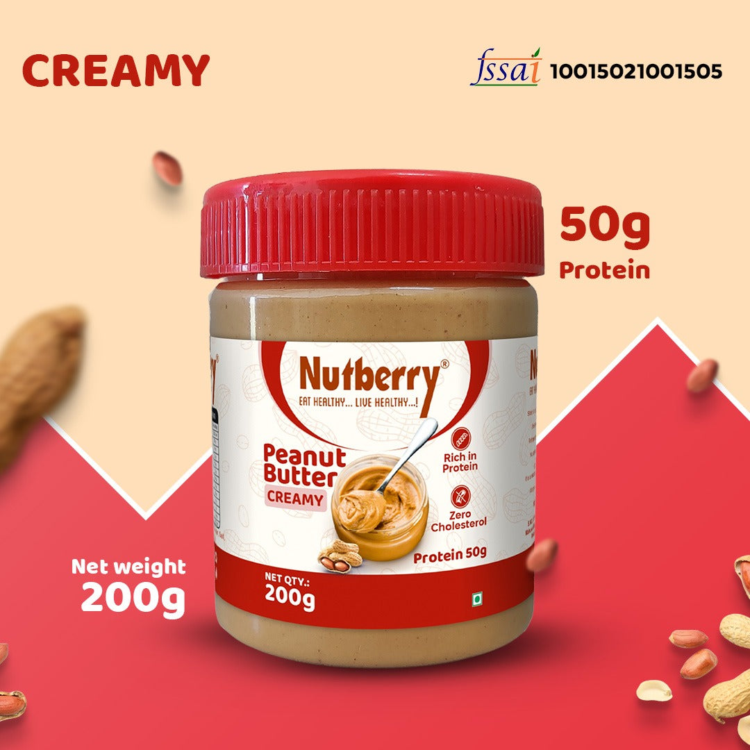 NUTBERRY PEANUT BUTTER CREAMY 200GM