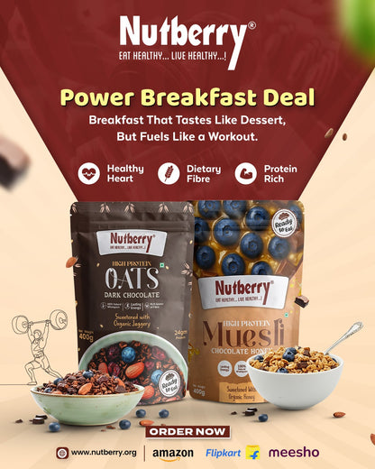 High Protein Oats Dark Chocolate 400g with Muesli Mhocolate Honey 400g 2PACK