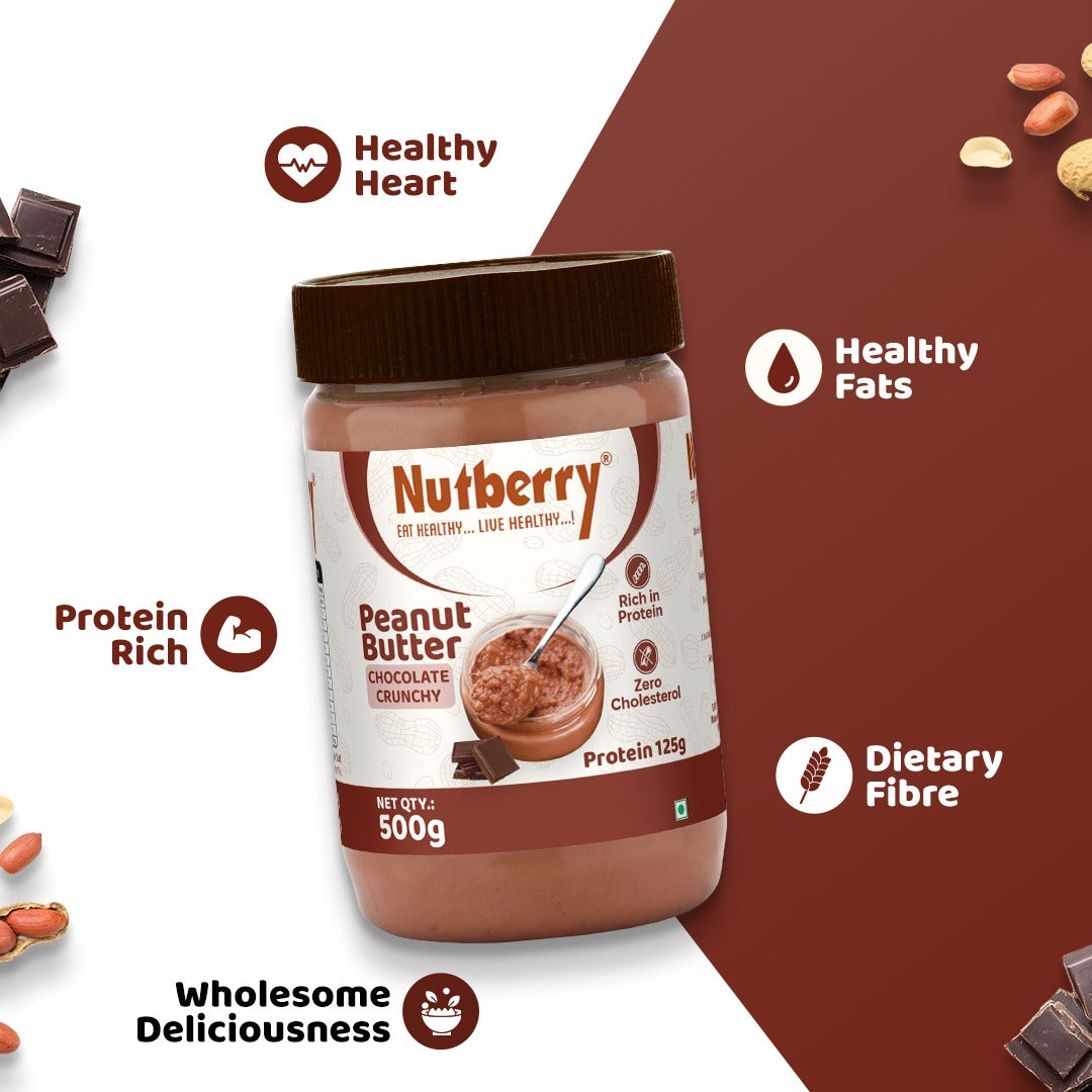 NUTBERRY PEANUT BUTTER CHOCOLATE CRUNCHY 500GM JAR
