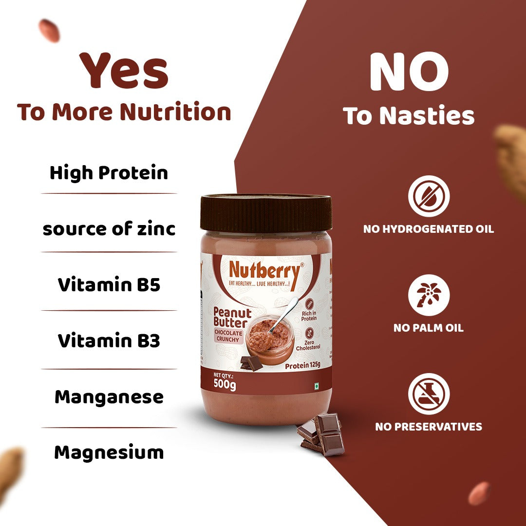 NUTBERRY PEANUT BUTTER CHOCOLATE CRUNCHY 500GM JAR