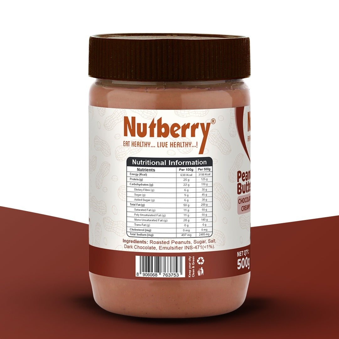 NUTBERRY PEANUT BUTTER CHOCOLATE CRUNCHY 500GM JAR