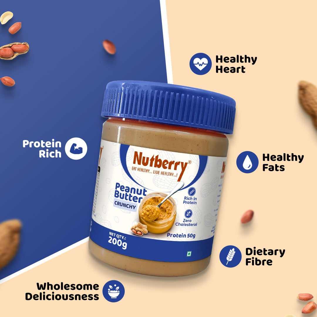 NUTBERRY PEANUT BUTTER CRUNCHY 200GM