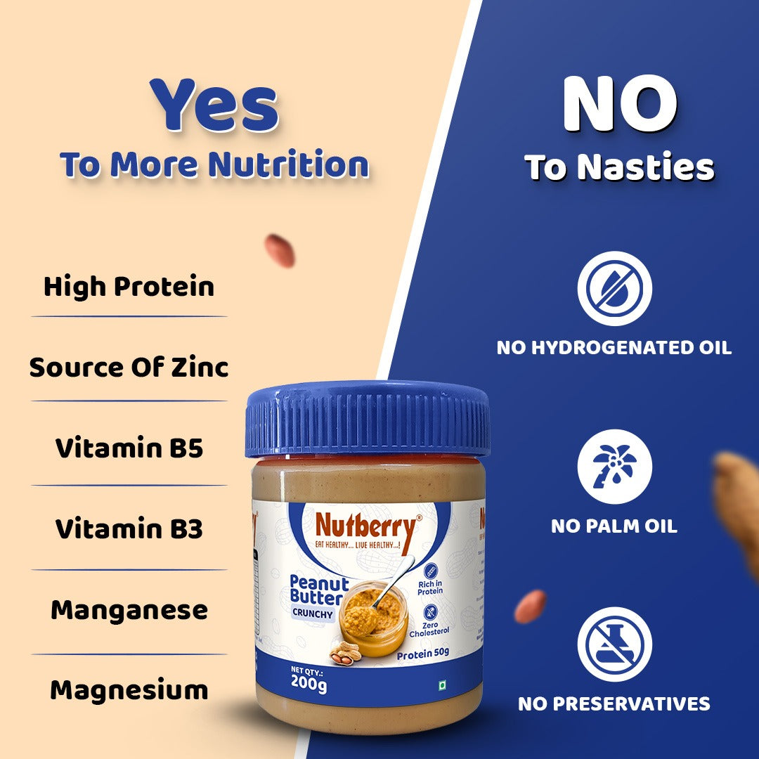 NUTBERRY PEANUT BUTTER CRUNCHY 200GM