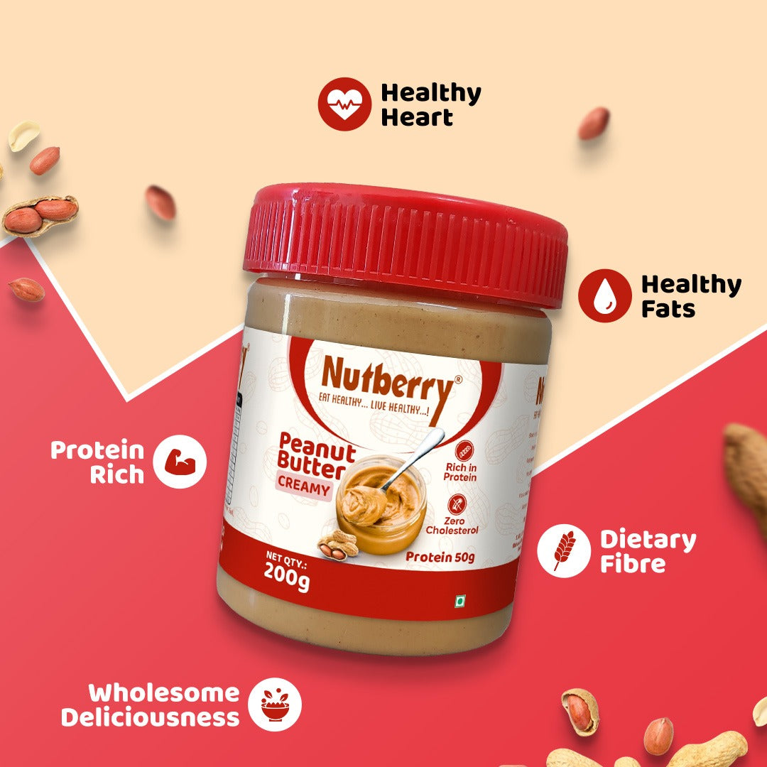 NUTBERRY PEANUT BUTTER CREAMY 200GM