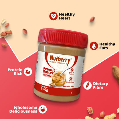 NUTBERRY PEANUT BUTTER CREAMY 200GM