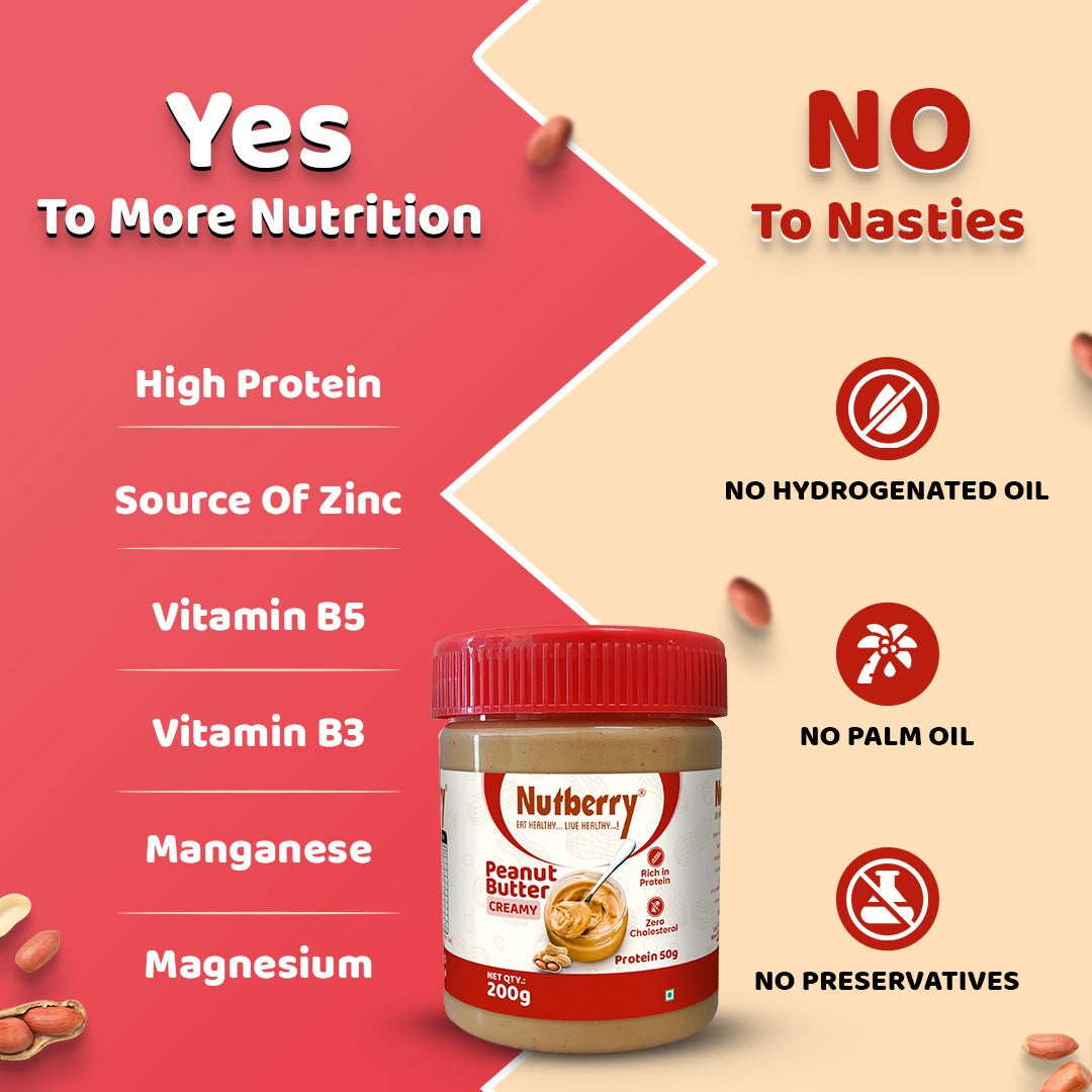 NUTBERRY PEANUT BUTTER CREAMY 200GM