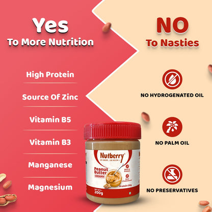 NUTBERRY PEANUT BUTTER CREAMY 200GM