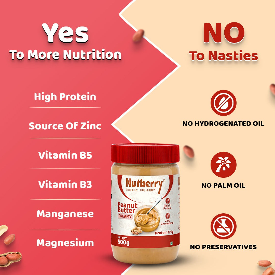 NUTBERRY PEANUT BUTTER CREAMY 500GM