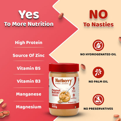 NUTBERRY PEANUT BUTTER CREAMY 500GM