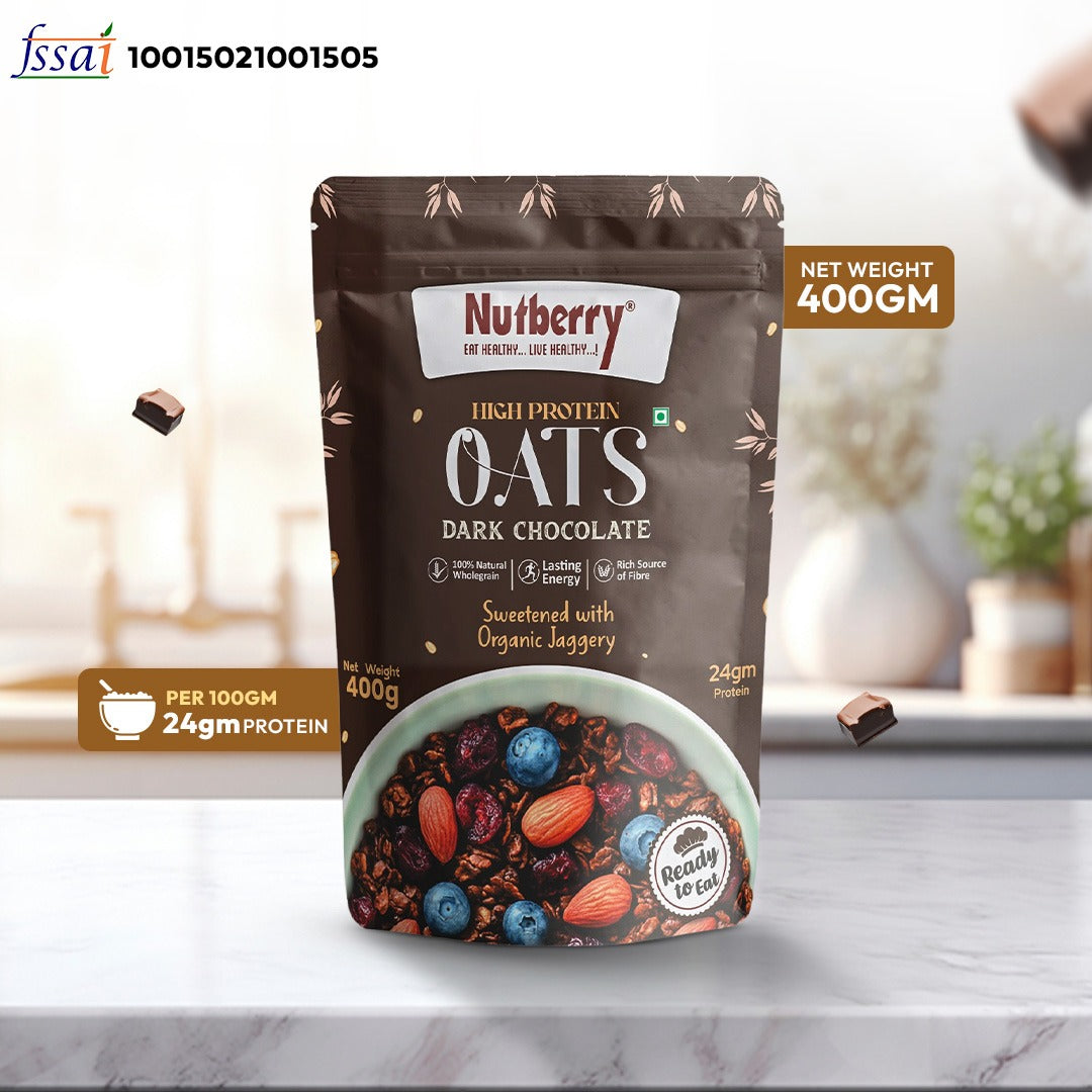HIGH PROTEIN OATS DARK CHOCOLATE WITH ADDED DRY FRUITS 400GM