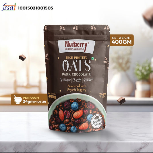HIGH PROTEIN OATS DARK CHOCOLATE WITH ADDED DRY FRUITS 400GM